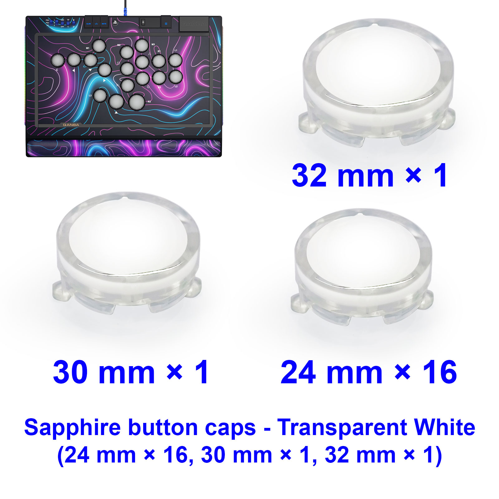 Joystick Arcade Parts - Кнопки QANBA SAPPHIRE S1: Набор колпачков